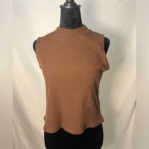 Francesca‎ High Neck Sleeveless Tank Top Brown XL